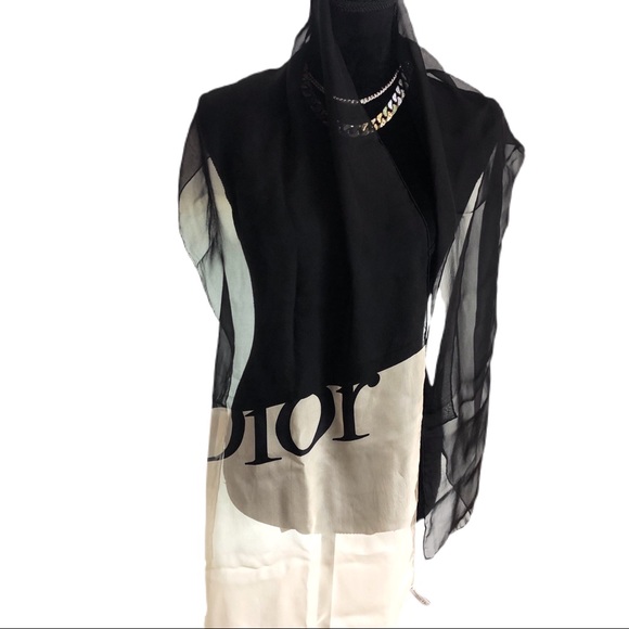 Dior Accessories - Dior Authentic Vintage 90s Silk Logo Scarf W/ Box
